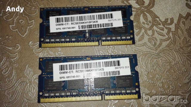 8GB DDR3/DDR3L KIT - 2x4GB 1333/1600mhz pc 10600/12800 за лаптоп , снимка 2 - RAM памет - 12417062