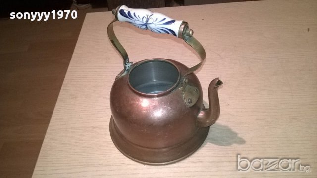Metalutil fabrique au portugal-20x22см ретро чаиник-внос швеицария, снимка 2 - Антикварни и старинни предмети - 16643627