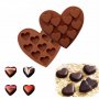 10 бр сърца сърце силиконов молд форма за шоколадови бонбони лед фондан желирани и др , снимка 1 - Форми - 24306481
