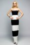 Черно-бяла дизайнерска рокля с цепки [ss19gg23] - 80 лв., снимка 1 - Рокли - 25109147
