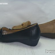 Дамски обувки SUPER MODE бежови и черни, златиста катарама, еко-кожа, стелка-ест. кожа, ортопедични, снимка 2 - Дамски ежедневни обувки - 13845920