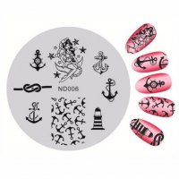 Котвички  морски кръгъл Шаблон за щампа печати за нокти плочка оригинал NICOLE DIARY ND006, снимка 1 - Продукти за маникюр - 18767421