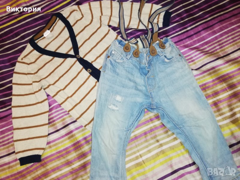 Дрехи за момче 92 размер дънки с тиранти, ризи, екип спайдърмен, снимка 1