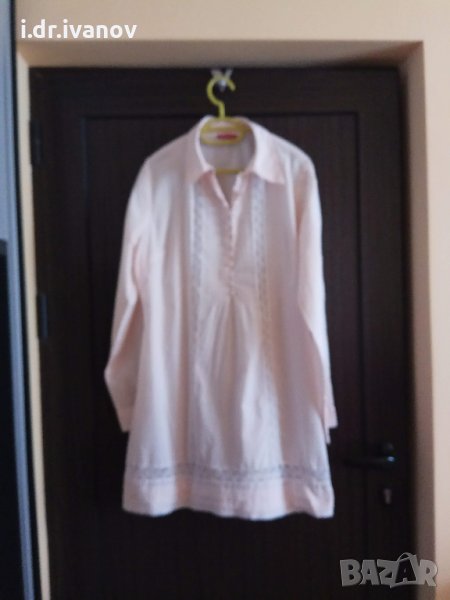 светло розова дълга туника/риза с дантела и дълъг ръкав, снимка 1