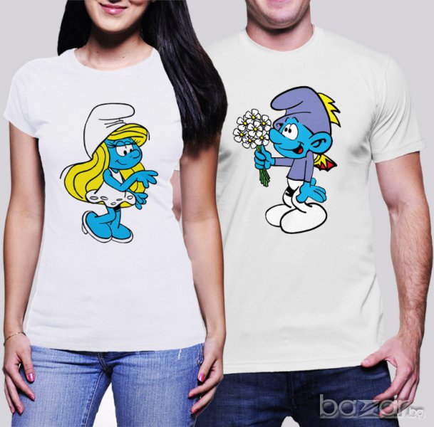 Дамска тениска Smurfette и Мъжка тениска Smurf Love, снимка 1