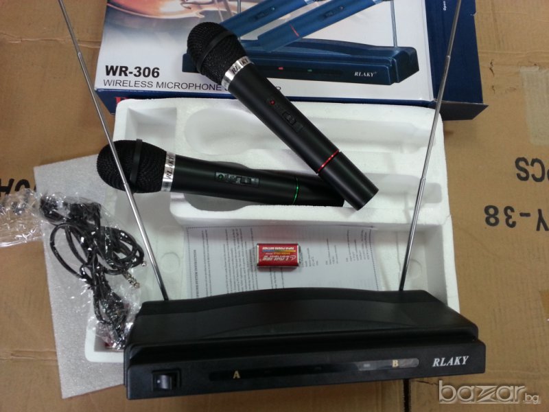2 X Безжични Микрофони -wireless + майка- приемник - 100 метра обхват, снимка 1
