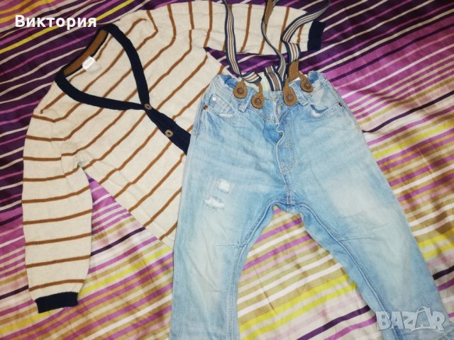 Дрехи за момче 92 размер дънки с тиранти, ризи, екип спайдърмен, снимка 1 - Бебешки блузки - 25926457