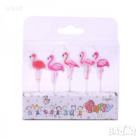 5 бр свещи свещ Фламинго Хавайско парти за торта Рожден ден детско парти топери топер