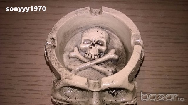 поръчан-АНТИКА-Череп-пепелник 7/3см-внос швеицария, снимка 7 - Антикварни и старинни предмети - 16343381
