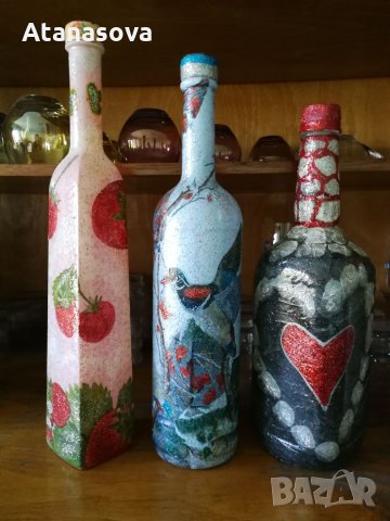 Декупаж бутилки различни видове, снимка 1