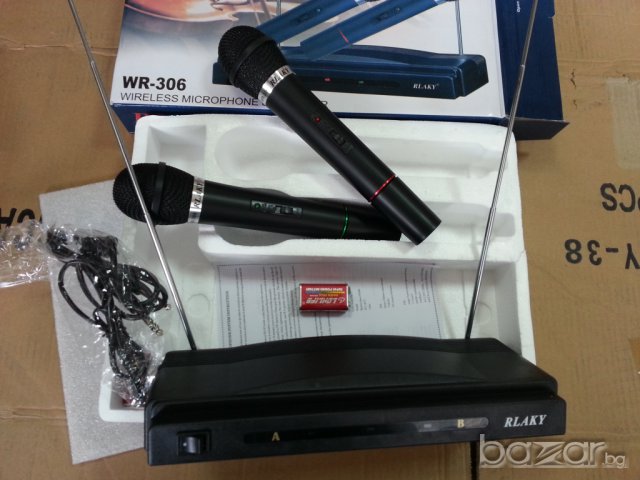 2 X Безжични Микрофони -wireless + майка- приемник - 100 метра обхват, снимка 1 - Микрофони - 7132644