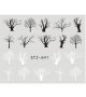 STZ-641 черно бели дървета слайдер ваденки водни стикери за нокти маникюр
