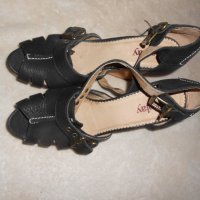 Оригинални черни кожени сандали на платформа Replay, снимка 3 - Сандали - 21214751