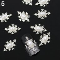 овал орнамент с перла и камъни диамант камъчета бижу за нокти декорация украса за маникюр, снимка 1 - Продукти за маникюр - 16698952