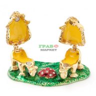 Декоративна метална кутийка за бижута във формата на две слончета - фаберже, снимка 2 - Декорация за дома - 15763777