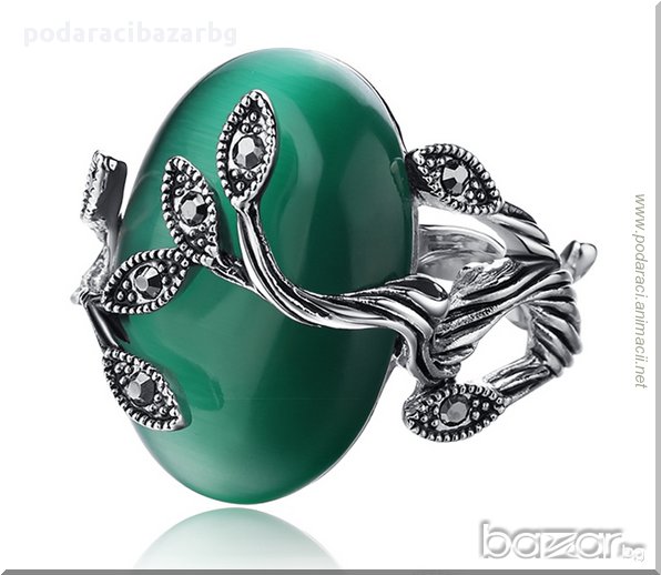 ПРЪСТЕН С ГОЛЯМ АХАТ И КУБИК ЦИРКОНИЙ – ЛУКС И МИСТИКА, снимка 1