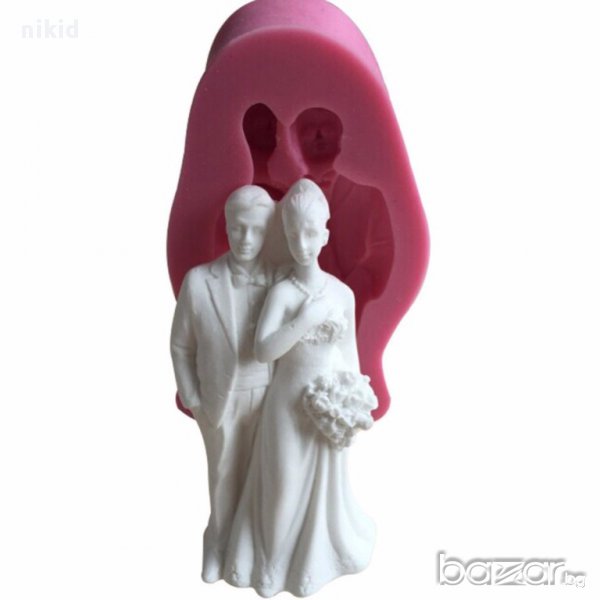 3D силиконова форма молд младоженци сватба двойка пита украса декорация фондан шоколад торта, снимка 1