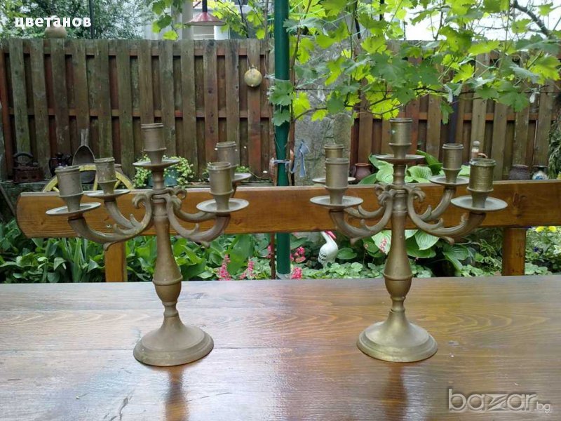 бронзови барокови свешници 5ца, снимка 1