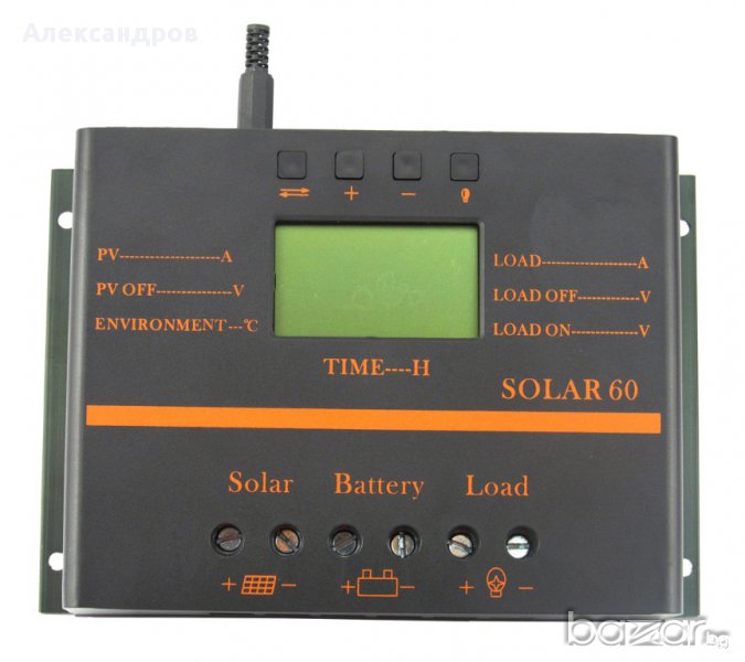 60 А 12-24V соларен фотоволтаичен контролер, снимка 1