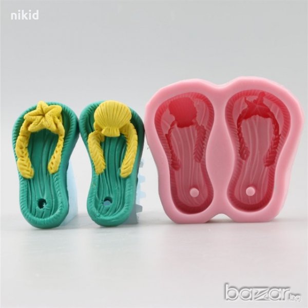 3D Големи морски чехли джапанки силиконов молд форма фондан украса торта декорация украса, снимка 1