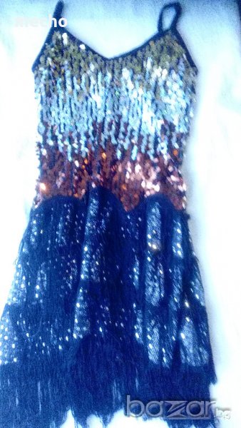 Черна рокля с ресни и пайети за момиче от 130 до 150 см, снимка 1