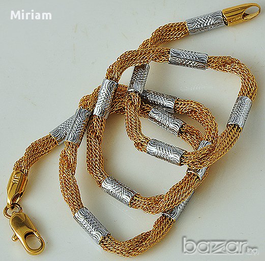 Интересен ланец от 9к жълто и бяло попълнено злато 15 лв., снимка 1