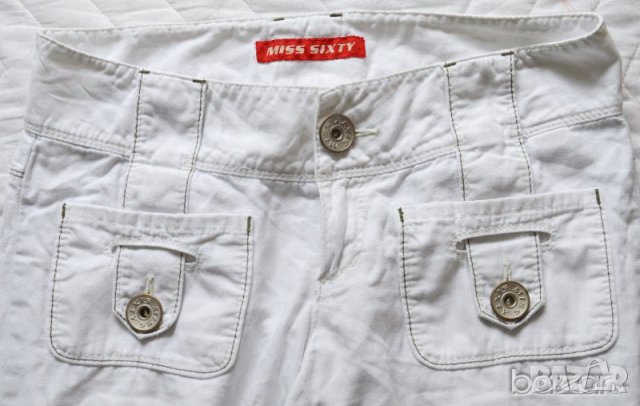 Miss Sixty ® дамски панталон бял 3/4 100% памук, снимка 2 - Панталони - 21955724