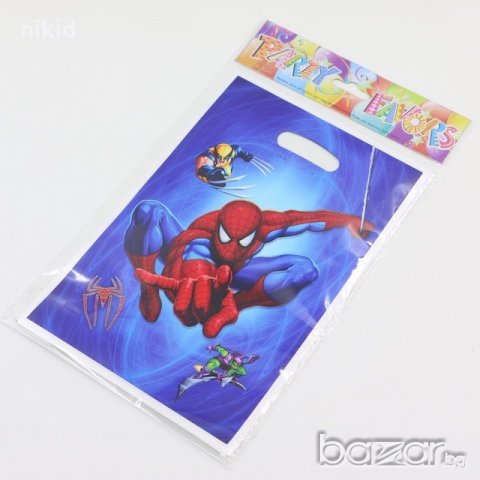 Spiderman Спайдърмен летящ 10 бр торбички за лакомства подарък рожден ден парти, снимка 1 - Подаръци за жени - 21335388