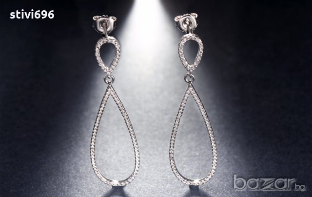 Обеци капка S 925 стерлинг+циркон. , снимка 2 - Обеци - 20322476