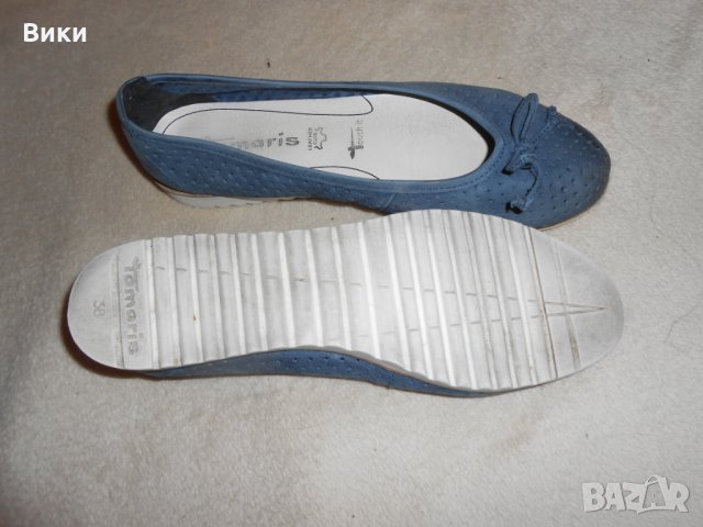 Кожени балеринки в синьо  Tamaris, снимка 8 - Дамски ежедневни обувки - 23039094