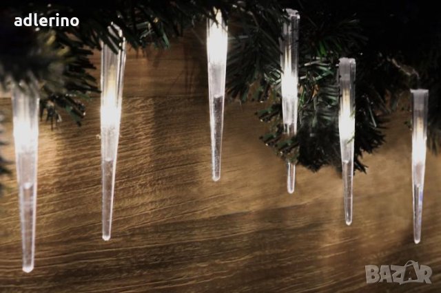 Зимна украса, ЛЕД гирлянда - Ледени висулки, коледна украса, с трафо, студено бяло, снимка 6 - Декорация за дома - 25043425