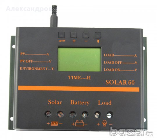 60 А 12-24V соларен фотоволтаичен контролер, снимка 1 - Ремонт на ел. Инсталации - 11495871