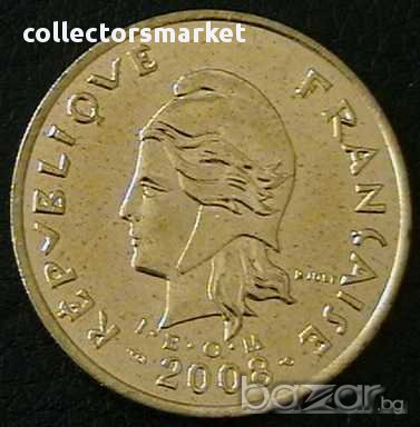 100 франка 2008, Нова Каледония, снимка 2 - Нумизматика и бонистика - 14383250