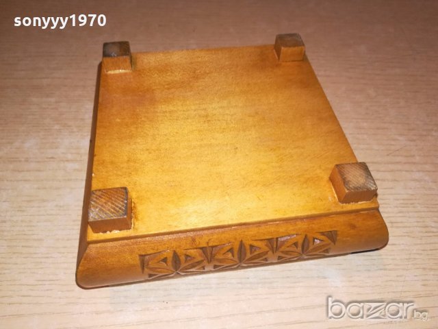 ретро дървена кутия с дърворезба-15х15х7см-внос швеицария, снимка 16 - Колекции - 20121652