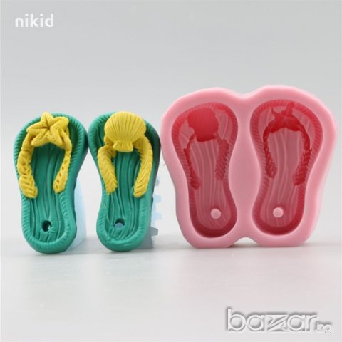 3D Големи морски чехли джапанки силиконов молд форма фондан украса торта декорация украса