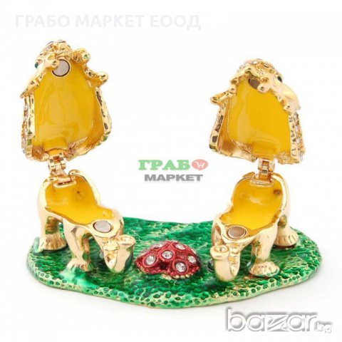 Декоративна метална кутийка за бижута във формата на две слончета - фаберже, снимка 2 - Декорация за дома - 15763777