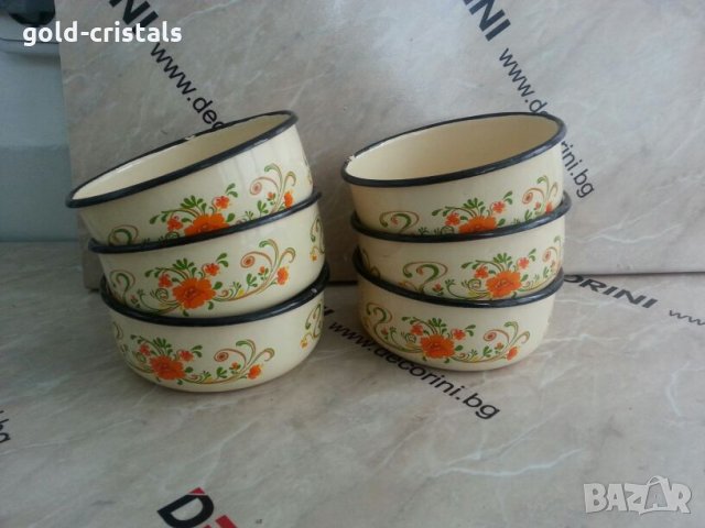 Сервиз метални емайлирани  купи, снимка 10 - Чинии - 23913600
