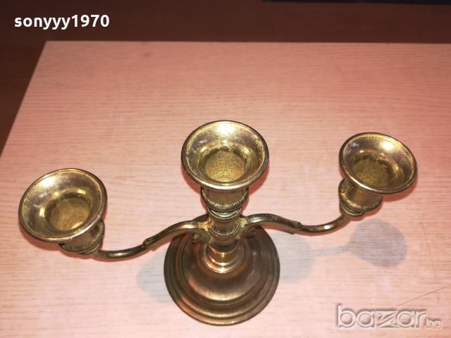 старинен свещник-антика-24х18х11см-внос швеицария, снимка 14 - Антикварни и старинни предмети - 20247202