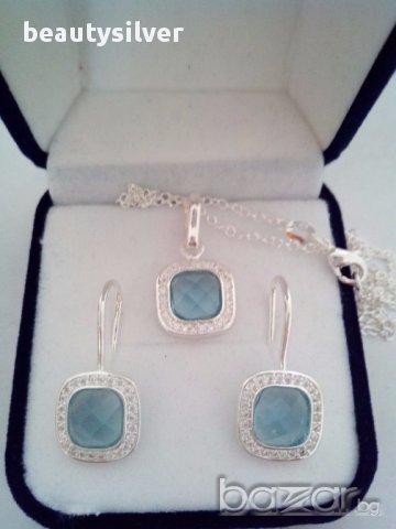 Сребърни стерлинги обеци и колие в стил ТHOMAS SABO