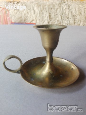 месингов свещник, снимка 2 - Антикварни и старинни предмети - 19841780