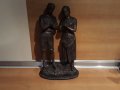 Стара метална статуетка, мъж, жена, молитва, снимка 1