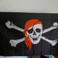 Пиратско знаме флаг шапка кораб корсар череп червена кърпа, снимка 1 - Други ценни предмети - 18278162