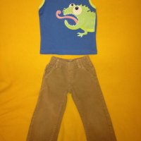 бежови джинси и нов потник с игуана, снимка 1 - Детски панталони и дънки - 22851067