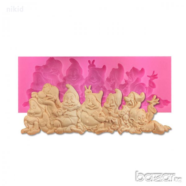 7 джуджета от Снежанка силиконов молд форма за украса декор торта фондан мъфин, снимка 1