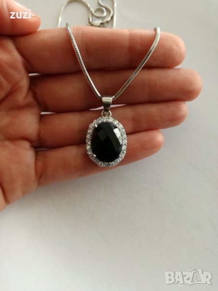 Сребърно колие с циркони - 925 сребро, снимка 1