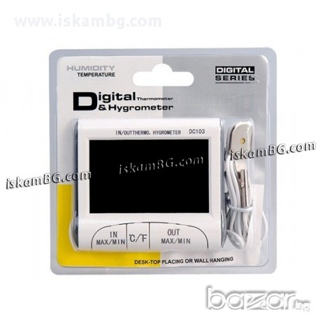 Термометър външна и вътрешна температура + хидрометър - код dc103, снимка 1
