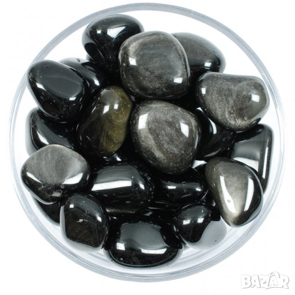 Сребрист обсидиан, Obsidian silvershine, Полускъпоценен камък  сребрист обсидиан, снимка 1