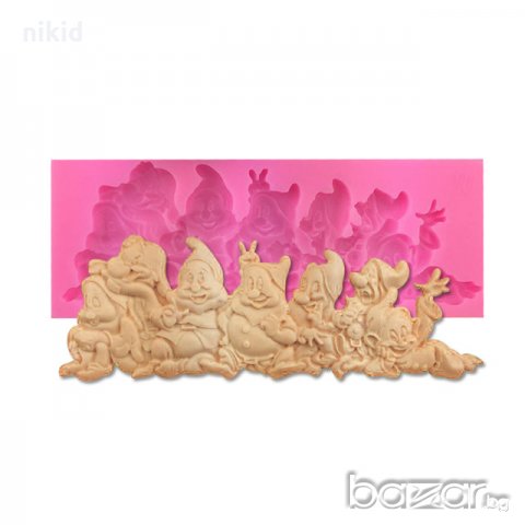 7 джуджета от Снежанка силиконов молд форма за украса декор торта фондан мъфин