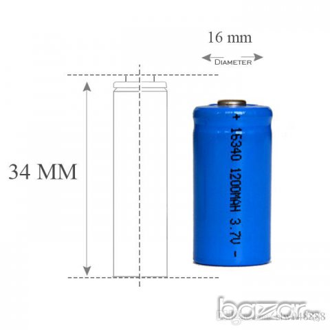 Литиево-йонна батерия 16340 1200mAh 3.7V, снимка 3 - Други - 16830862