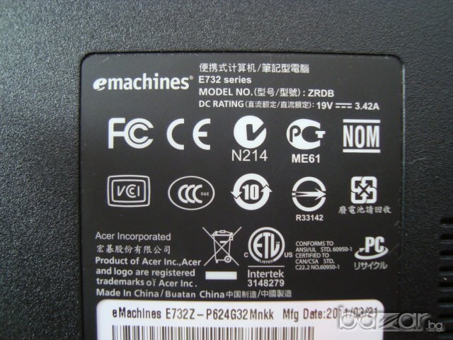 emachines E732z лаптоп на части, снимка 4 - Части за лаптопи - 6812506